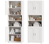 BEWISHOME Mueble Columna de Baño, Armario Alto de Baño, Mueble Auxiliar de Almacenaje con Estante Ajustable, Kit Antivuelco, para Cocina, Salón, de Moderno 30x60x170 cm Blanco EYYG09W