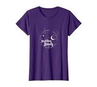 Bewitching Beauty: Encantador Sombrero de Bruja Luna Estrellas Camiseta, Mujer, Morado, XL