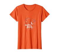 Bewitching Beauty: Encantador Sombrero de Bruja Luna Estrellas Camiseta, Mujer, Naranja, XL