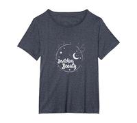 Bewitching Beauty: Encantador Sombrero de Bruja Luna Estrellas Camiseta, Mujer Tallas Grandes, Azul Jaspeado, 2XL Grande
