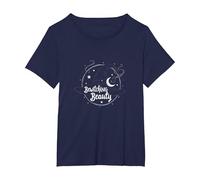 Bewitching Beauty: Encantador Sombrero de Bruja Luna Estrellas Camiseta, Mujer Tallas Grandes, Azul Marino, 2XL Grande