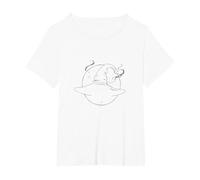 Bewitching Beauty: Encantador Sombrero de Bruja Luna Estrellas Camiseta, Mujer Tallas Grandes, Blanco, 2XL Grande