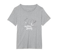 Bewitching Beauty: Encantador Sombrero de Bruja Luna Estrellas Camiseta, Mujer Tallas Grandes, Gris Jaspeado, 2XL Grande