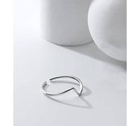 BEWITCHYU Anillo de Dedo Índice de Línea Simple de Plata S925, Anillo de Arte Geométrico Pequeño Y Pequeño para Damasola, Apertura regulable