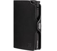 BEWMER Cartera Tarjetero 1 para Hombre y Mujer - Billetera Pequeña Porta Tarjetas con Protección RFID y Pinza para Billetes de Fibra de Carbono (Negro)