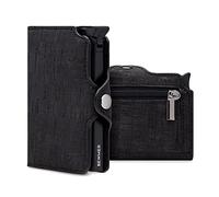 BEWMER - Tarjetero con protección para Tarjetas, Cartera de diseño Delgado para Hombre y Mujer, portatarjetas y Billetero con protección RDIF y pasadores de Fibra de Carbono, con Zip