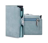 BEWMER - Tarjetero con protección para Tarjetas, Cartera de diseño Delgado para Hombre y Mujer, portatarjetas y Billetero con protección RDIF y pasadores de Fibra de Carbono, con Zip