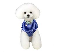 Bewnvne Camisa ligera a rayas para mascotas para primavera y verano, disfraces para mascotas, lindos suéteres para perros pequeños, Navidad, adecuado para caniche, chihuahua, corgi (azul, M)