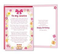 Bewoow Tarjeta de cumpleaños con poema para mejor amiga, tarjeta de feliz cumpleaños, regalo para mejor amiga, mejor amiga, amiga más cercana, tarjetas de amistad para ella, regalo de agradecimiento