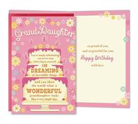 Bewoow Tarjeta de cumpleaños para nieta, dulce tarjeta de cumpleaños para nieta de abuelos, abuela o abuelo, mensaje Loving Proud of You