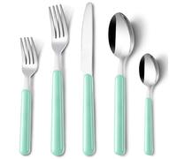 BEWOS 60 Piezas Cubiertos, Servicio para 12, juegos de cubiertos de cocina, verde claro tenedores cuchillos y cucharas conjunto, cubiertos de acero inoxidable de servir para el hogar, fiesta