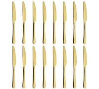 BEWOS Cuchillos Mesa 16 piezas, Cuchillos de Mesa (23,8 Cm/ 9,37 Inch), Cuchillos Acero Inoxidable, Cuchillos con Filo Dentado, Aptos para Lavavajillas, Cuchillos Mesa para Casa, Oro Mate