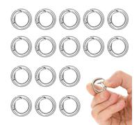Bewudy 16 Piezas Mosquetón Redondo, 20 mm Mosquetones Redondos Mini Hebillas de Resorte Redondas para llaveros, manualidades, colgantes, accesorios de bolsillo (plata)