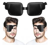 Bewudy 2 parches para ojos para adultos y niños, parche de ojo 3D negro ajustable para ambliopía de ojo perezoso, estrabismo y después de la cirugía (ojo izquierdo y derecho)