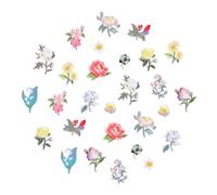 Bewudy 28 parches de flores pequeñas para planchar, 14 patrones, parches bordados decorativos de flores rosas, parches de costura, bonitos apliques bordados florales pequeños para ropa, sombreros