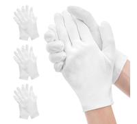 Bewudy 4 pares de guantes blancos de algodón, guantes de algodón suave, guantes de tela elástica, guantes de algodón, guantes blancos, resistentes a los protectores para el trabajo diario, cuidado de