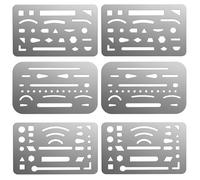 Bewudy 6 plantillas de borrar, 3 estilos de plantillas de acero inoxidable, herramientas de dibujo, herramienta de protección para dibujo mecánico, diseño de ingeniería, pintura
