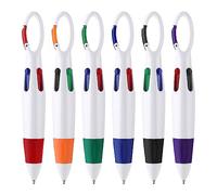 Bewudy 6pcs 4 en 1 Bolígrafo Retráctil Lanzadera con Clip Mosquetón Bolígrafos de 4 Colores Bolígrafos Multicolor con Llavero Hebilla para Oficina Material Escolar Estudiantes Regalos Fiestas