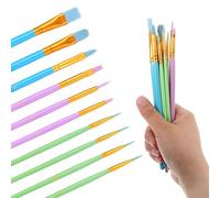 Bewudy Juego de pinceles de pintura, 10 pinceles de artista, pinceles de pintura acrílica para pintura acrílica, acuarela al óleo, pincel de pintura acrílica para acuarela, pintura al óleo, tinta