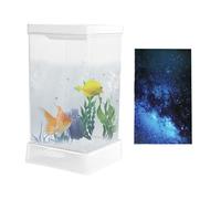 Bexdug Betta Fish Tank, kit de inicio de pecera de escritorio con filtro de iluminación, decoración de mesa pequeña para el hogar, sala de estar, sala de estudio, apartamento