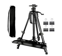 Bexdug Caballete Artístico - Caballete Metálico De Suelo Extensible Para Artistas | Soporte Plegable Para Lienzos Con Portabandeja, Uso En Mesa, Suelo Y Exterior