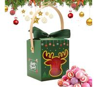 Bexdug Cajas De Golosinas Navideñas,Contenedor De Caramelos Con Ventana Y Asa | Cajas de Detalles para Fiestas Navideñas | Para Manualidades Frutas Regalos Fiesta Reuniones Familiares Maestros Vecinos