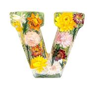 Bexdug Luz nocturna de resina floral, lámpara de resina con letra inicial, lámpara de resina con letra creativa, luz nocturna de flores, luz nocturna de 26 letras de simulación de flores