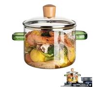 Bexdug Olla De Vidrio - 1600 ml Transparente de Calentamiento Rápido para Cocción a Fuego Lento | Recipientes Transparentes para Cocinar | Para Cocina, Salsa, Sopa, Pasta Y Infusión De Té