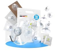 BEXEED Ganchos de ventosa de 60 mm, 10 unidades, incluye paño de limpieza previa, ganchos de succión extra fuertes, ventosas para ventanas, baño, cocina, azulejos, sin taladrar (diámetro de 60 mm)
