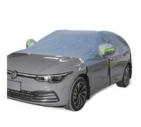 BEXITA Media Funda Coche Exterior Impermeable, Tela Gruesa con Algodón, Cubierta para Parabrisas Delantero y Trasero para Hatchback (hasta 440 cm), Plata