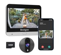 Bextgoo 2K HD Mirilla Digital Puerta WiFi con Tarjeta 64GB, Videoportero WiFi con 4.3'' Cámara Video Timbre Inalámbrico Monitor, Batería 8000mAh, 170° Visión, Detección Movimiento IA, Visión Nocturna