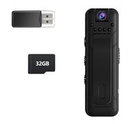 Bextgoo Body CAM, 1080P Mini Camara Espia Sin WiFi con Tarjeta TF de 32 GB, 8-10 Horas de Autonomía, Objetivo Giratorio de 180°, Cámara Corporal para Ciclismo/Viaje/Deporte al Aire Libre