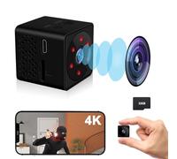 Bextgoo Mini Camara Espia, Opciones Wi-Fi 2,4G o sin Wi-Fi, 4K Camara Vigilancia WiFi Interior, con Tarjeta de Memoria de 32GB, Visión Nocturna, Detector de Movimiento Mini Cámara Oculta