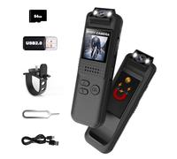 Bextgoo Mini Camera Deportiva, 1080P HD Body CAM con Tarjeta TF de 64GB, Lente Giratoria de 180°, Camera Moto con Clip Magnético & Soporte Bicicleta, Camara Corporal para Moto para Ciclismo, Policía