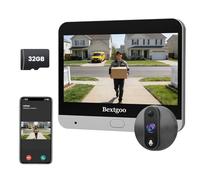 Bextgoo Mirilla Digital Puerta, 2K Videoportero con Pantalla Interior de 4,3", Tarjeta 32GB, Batería 8000mAh, Gran Angular 170°, Detección IA, Audio Bidireccional, Visión Nocturna, para Pisos y Casas