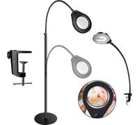 Beyamz - Lámpara de Pie LED con Lupa de 5 Aumentos, 3 Opciones de Montaje y LED Regulables