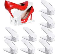 BEYAOBN Organizadores de Zapatos 10Pcs Soporte de Calzado de Altura Ajustable Zapatos Antideslizante de Polipropileno,Zapatos Ahorra Espacio(Blanco)