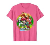 Beyblade Burst QUADDRIVE Camiseta, Hombre, Rosa Jaspeado, 3XL