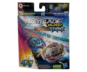Beyblade Burst QuadStrike Dual Pack, 2 peonzas de competición Gambit Dragon D8 y Ambush Achilles A8 8+ años, Incluye 2 peonzas Beyblade Burst e Instrucciones en francés