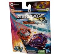 Beyblade Burst QuadStrike Dual Pack de 2 peonzas de competición Ambush Nyddhog N8 y Chain Poseidon P8 Multicolor