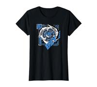 Beyblade X Jaxon Cross Sword Drain Camiseta, Mujer, Negro, M
