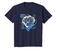 Beyblade X Jaxon Cross Sword Drain Camiseta, Niños, Azul Marino, 10 años
