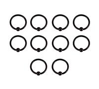 Beydodo 16G Labio Piercing,Piercing Ombligo Acero Quirurgico 10 Piezas Piercing Ceja Redondo Aro con Bola 6mm Piercing Septum Negro