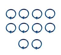 Beydodo 16G Piercing Ceja,Piercing Acero Quirurgico Ombligo Piercing Nariz 10 Piezas Redondo Aro con Bola 10mm Piercing Septum Azul