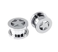 Beydodo 2 Kit Expansores Oreja Dilatador Tunel 8mm,Piercing Oreja Aro Acero Quirurgico Estrella Dilatadores Oreja Hombre Plata