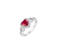 Beydodo Alianzas 375er 585er 750er Oro Blanco Mujer Anillo Corazón Rubí 1.1ct e Infinity con Diamante Anillos de Compromiso Mujeres Anillos Boda Memorial Talla 49 (15.6)-65 (20.7), 55 (17.5), Metal