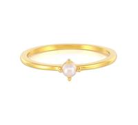Beydodo Anillo Boda Oro Amarillo 18 Kilates para Mujer con Redondo con Perla Creada, Anillo de Matrimonio para Mujer Oro, Tamaño 16(56mm)