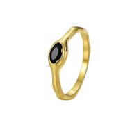 Beydodo Anillo Compromiso 14K Oro Amarillo Mujer con Oval con Ónix, Anillo Mujer de Promesa Oro, Talla 16(56mm)