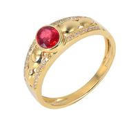 Beydodo Anillo Compromiso Oro 14K Mujer con Oval con Rubí Creado de 0.4ct y Moissanita, Anillo de Boda Oro Rojo Mujer, Talla 25(65mm)
