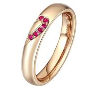 Beydodo Anillo Compromiso Oro Amarillo 14Kilates para Hombre con Corazón Puzzle con Rubí Creado, Anillos de Promesa Hombre Oro Rojo, Tamaño 29(69mm)
